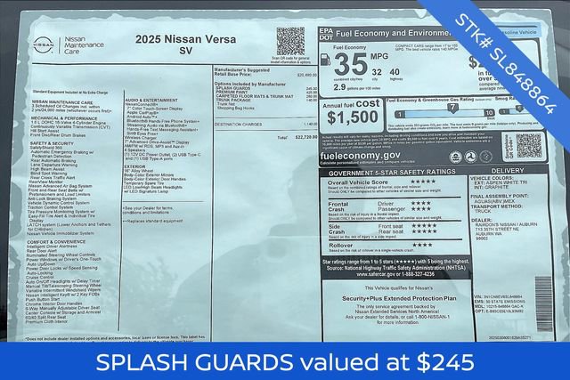 New 2025 Nissan Versa SV w/ Trunk Package image 5