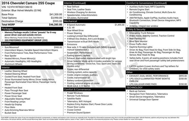 Used 2016 Chevrolet Camaro SS image 33