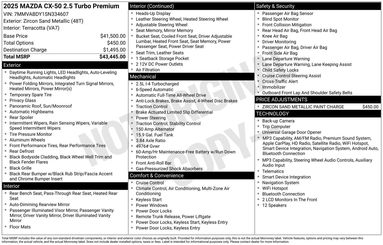 Used 2025 MAZDA CX-50 AWD 2.5 Turbo w/ Premium Pkg image 17