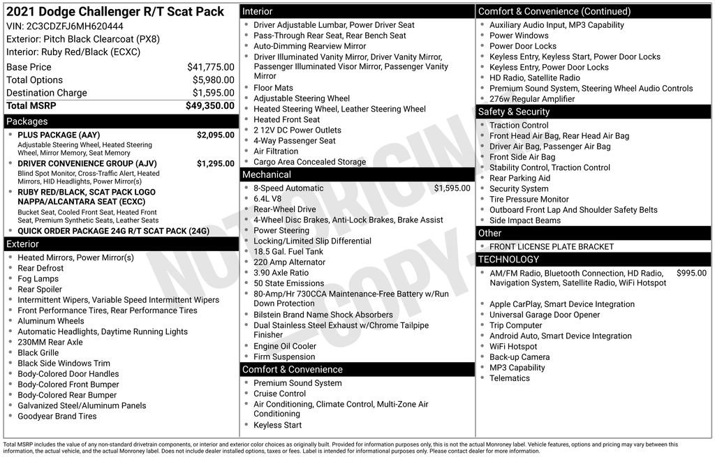 Used 2021 Dodge Challenger R/T Scat Pack w/ Plus Package RWD image 41