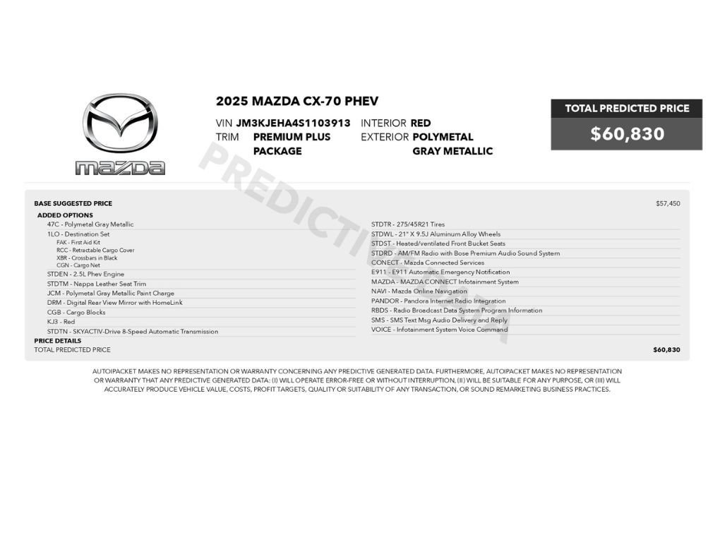 Used 2025 MAZDA CX-70 Plug-In Hybrid w/ Premium Plus AWD/4WD image 2