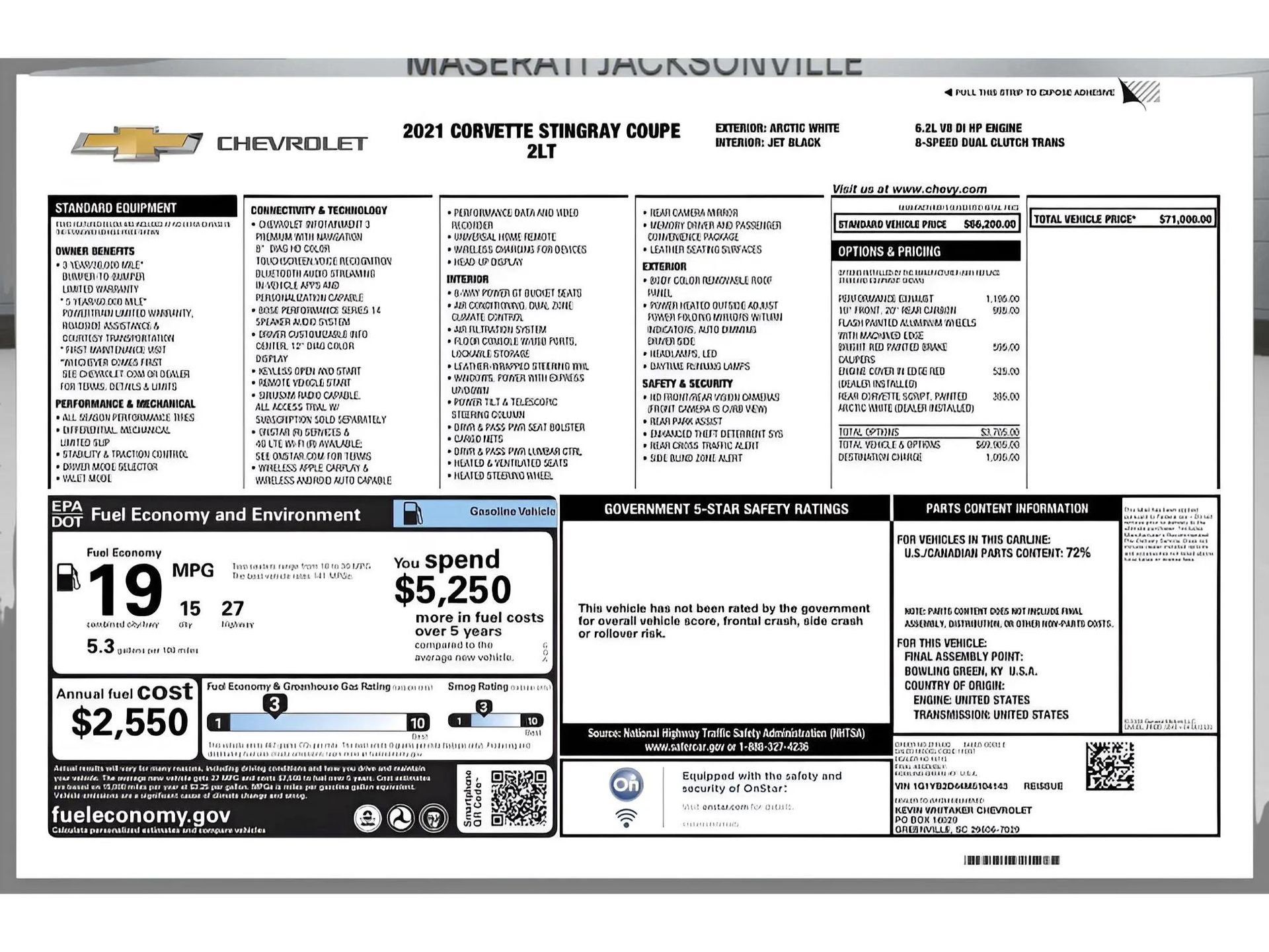 Used 2021 Chevrolet Corvette Stingray Preferred Cpe w/ 2LT image 50