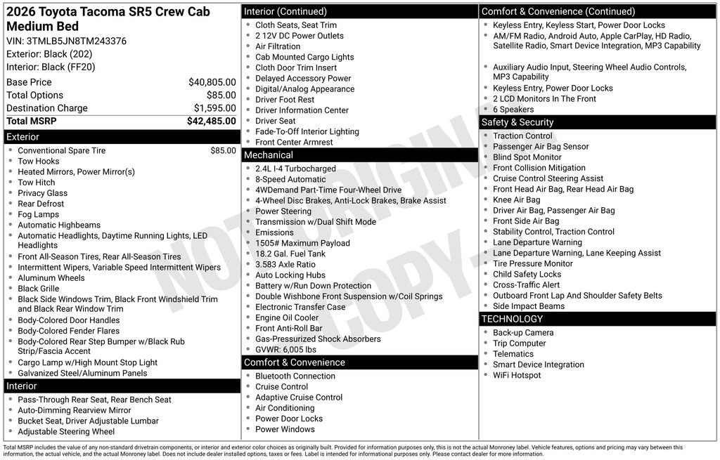 Used 2026 Toyota Tacoma SR5 AWD/4WD image 16
