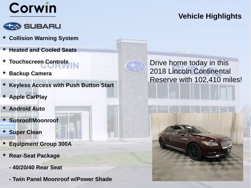 Used 2018 Lincoln Continental Reserve w/ Rear-seat Package AWD/4WD image 6