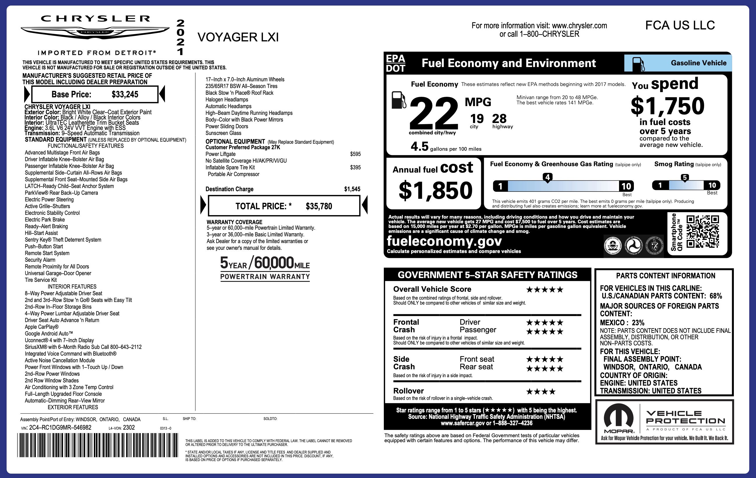 Used 2021 Chrysler Voyager Lxi image 2