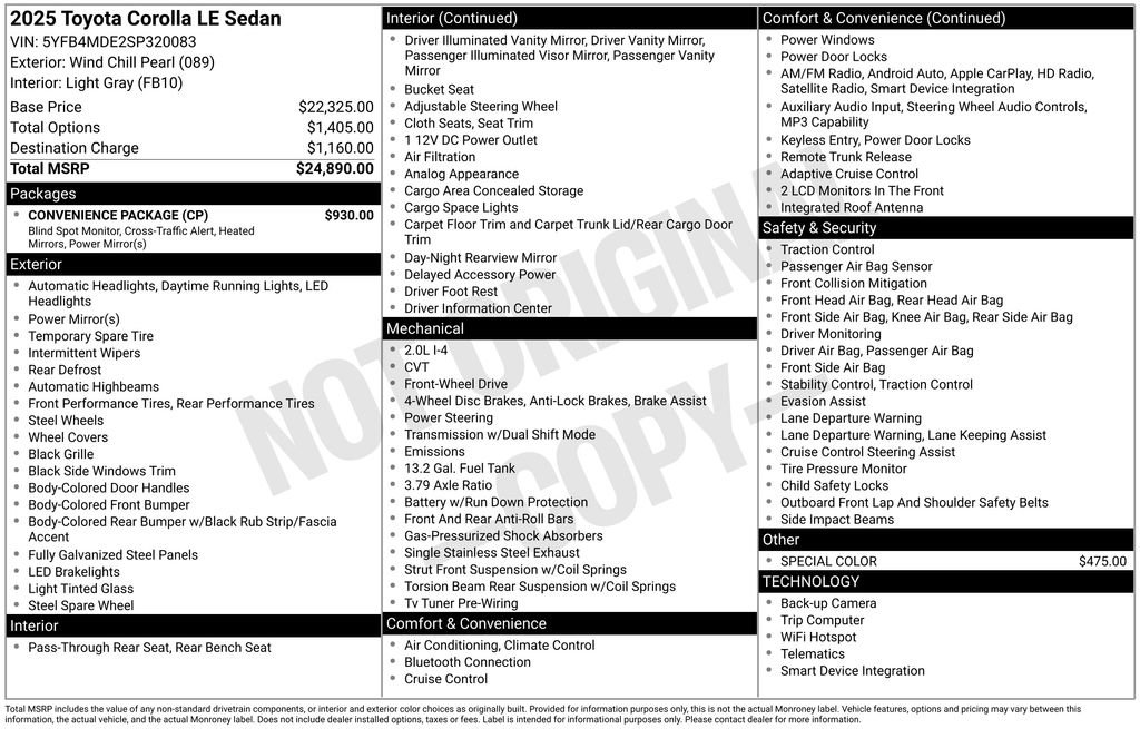 Used 2025 Toyota Corolla LE w/ Convenience Package FWD image 7
