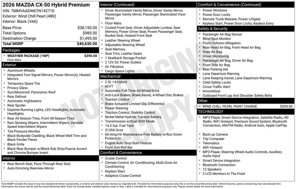 Certified 2026 MAZDA CX-50 AWD 2.5 Hybrid w/ Weather Package image 31