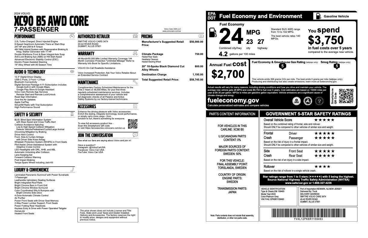 Used 2024 Volvo XC90 B5 Core w/ Climate Package image 44