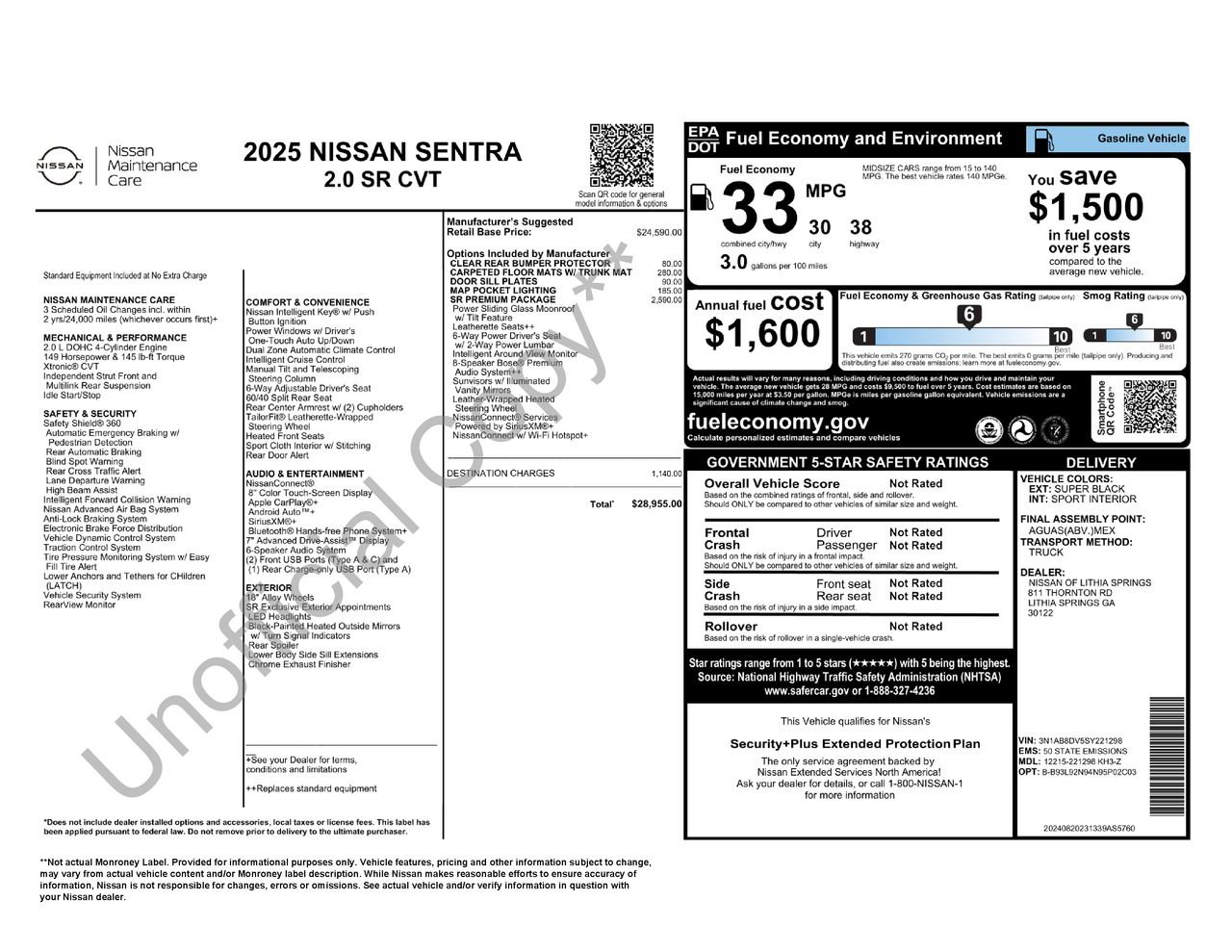 Certified 2025 Nissan Sentra SR w/ SR Premium Package FWD image 33