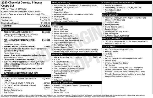 Used 2023 Chevrolet Corvette Stingray Premium Cpe w/ Z51 Performance Package RWD image 33