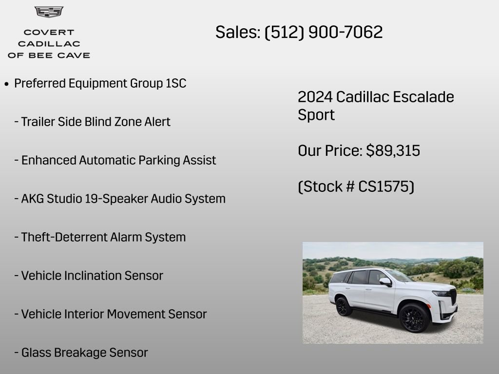 Certified 2024 Cadillac Escalade Sport w/ LPO, ONYX Package AWD/4WD image 20