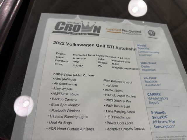 Certified 2022 Volkswagen GTI Autobahn FWD image 40