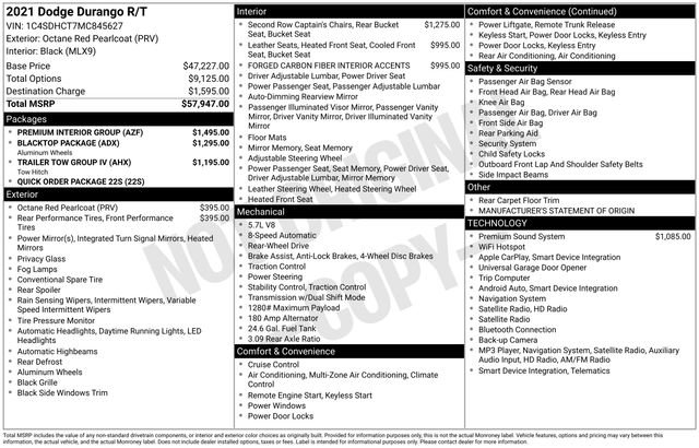 Used 2021 Dodge Durango R/T w/ Premium Interior Group RWD image 34