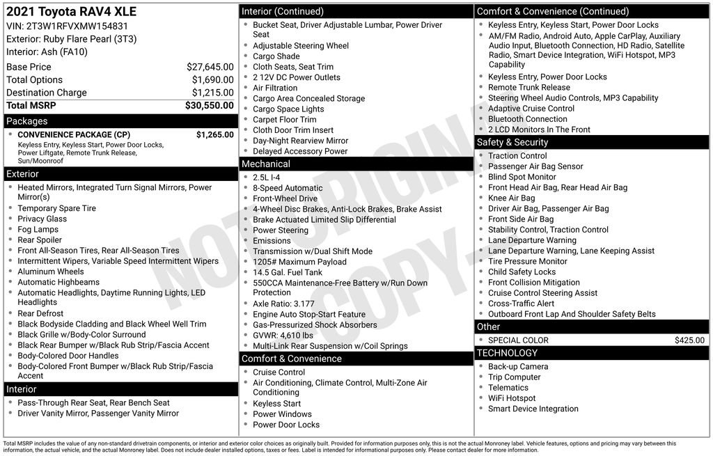 Used 2021 Toyota RAV4 XLE w/ Convenience Package FWD image 5