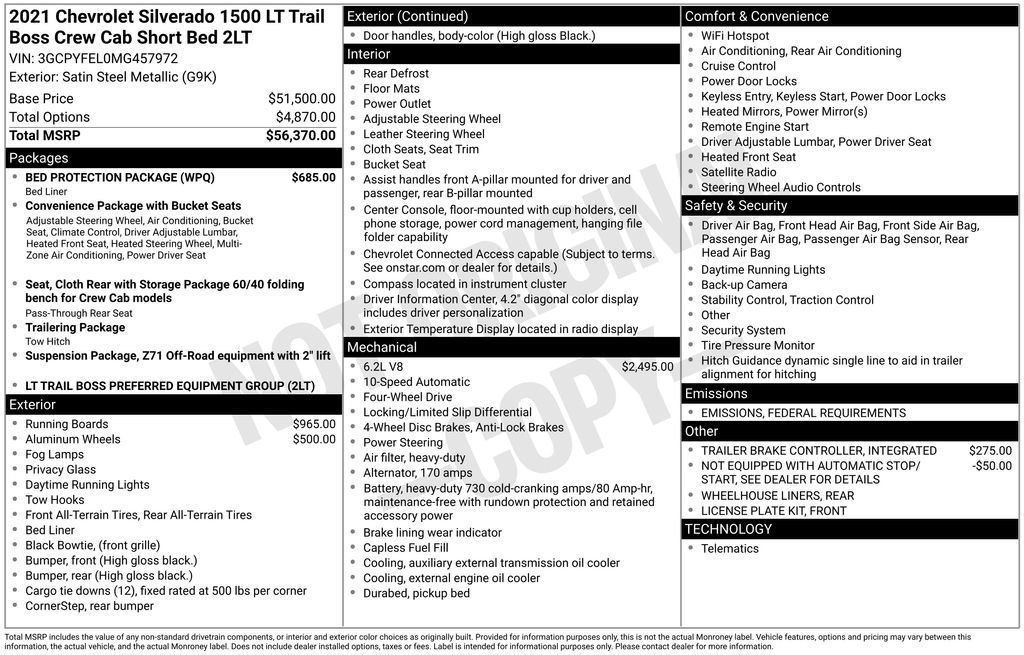 Used 2021 Chevrolet Silverado 1500 LT Trail Boss w/ Bed Protection Package image 6
