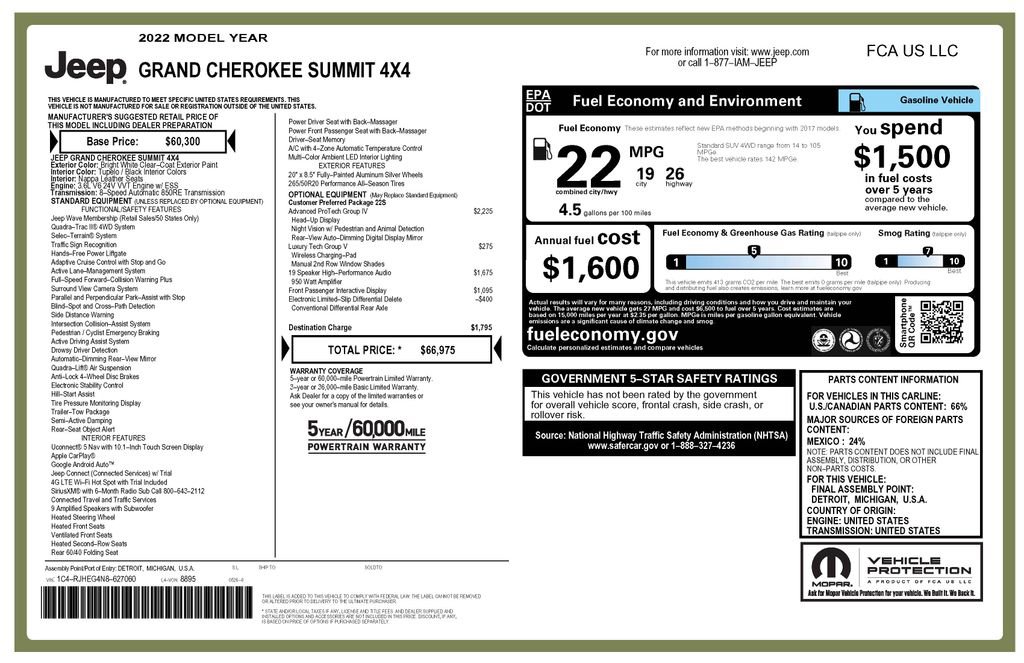 Certified 2022 Jeep Grand Cherokee Summit w/ Adv Protech Group IV image 4