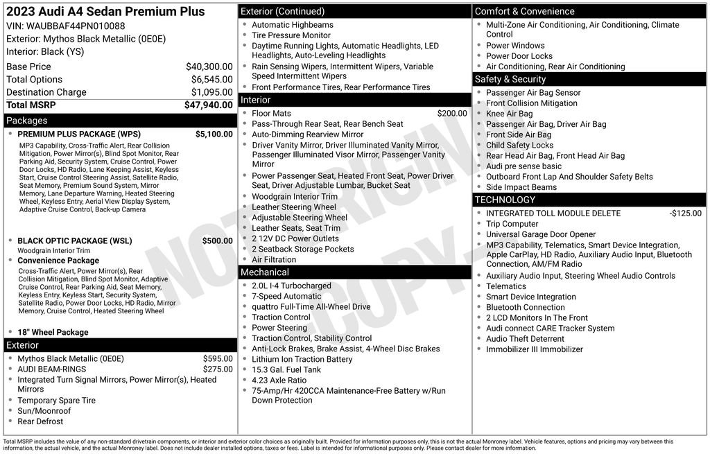 Certified 2023 Audi A4 2.0T Premium Plus w/ Premium Plus Package AWD/4WD image 10