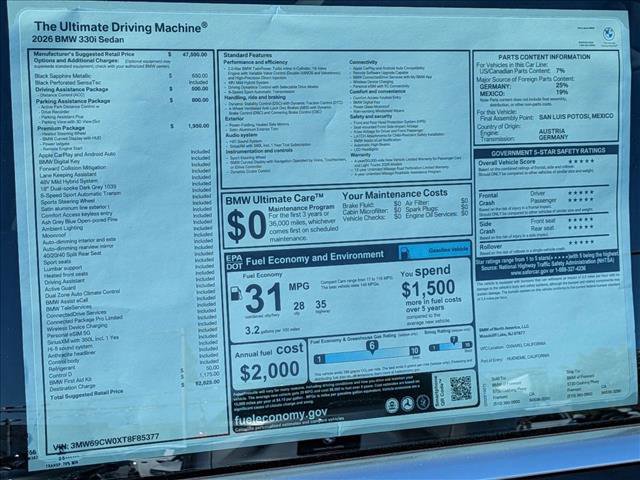 Used 2026 BMW 330i Sedan w/ Premium Package RWD image 18