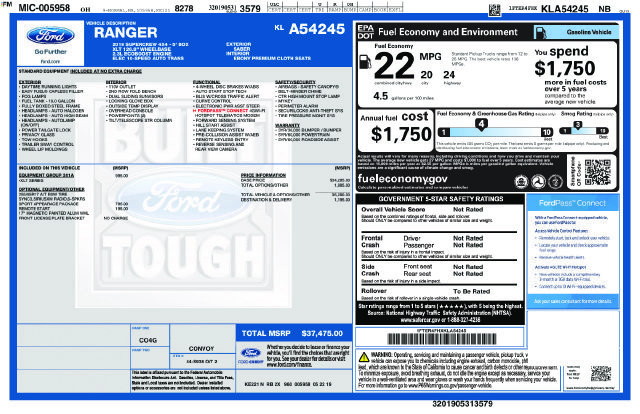 Used 2019 Ford Ranger XLT w/ Equipment Group 301A Mid AWD/4WD image 23