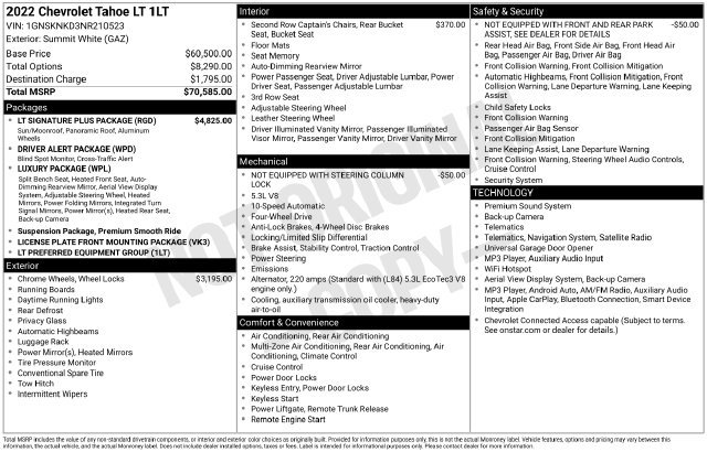 Certified 2022 Chevrolet Tahoe LT w/ LT Signature Plus Package AWD/4WD image 47