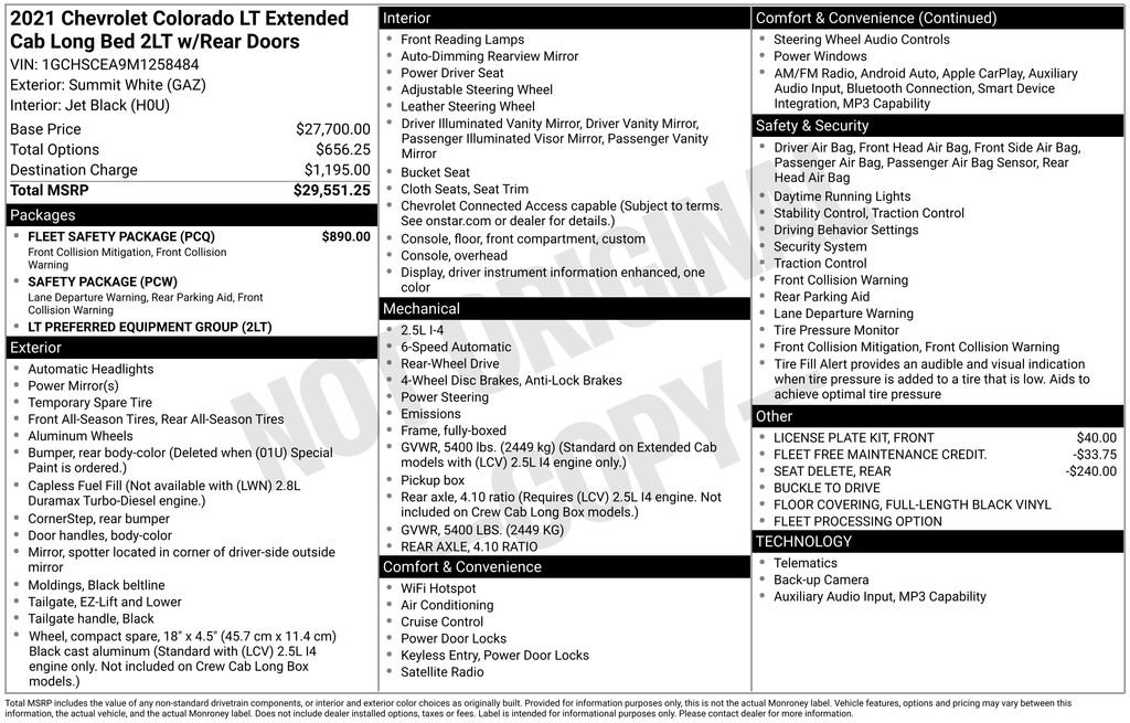 Used 2021 Chevrolet Colorado LT w/ Fleet Safety Package image 2