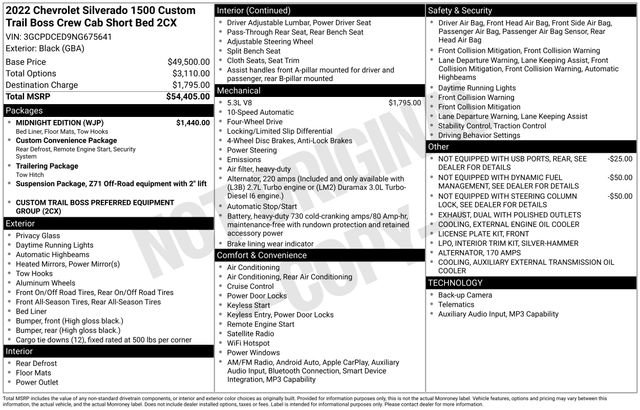 Used 2022 Chevrolet Silverado 1500 Custom Trail Boss w/ Midnight Edition image 34