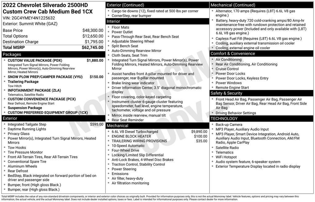 Used 2022 Chevrolet Silverado 2500 Custom w/ Custom Value Package AWD/4WD image 31