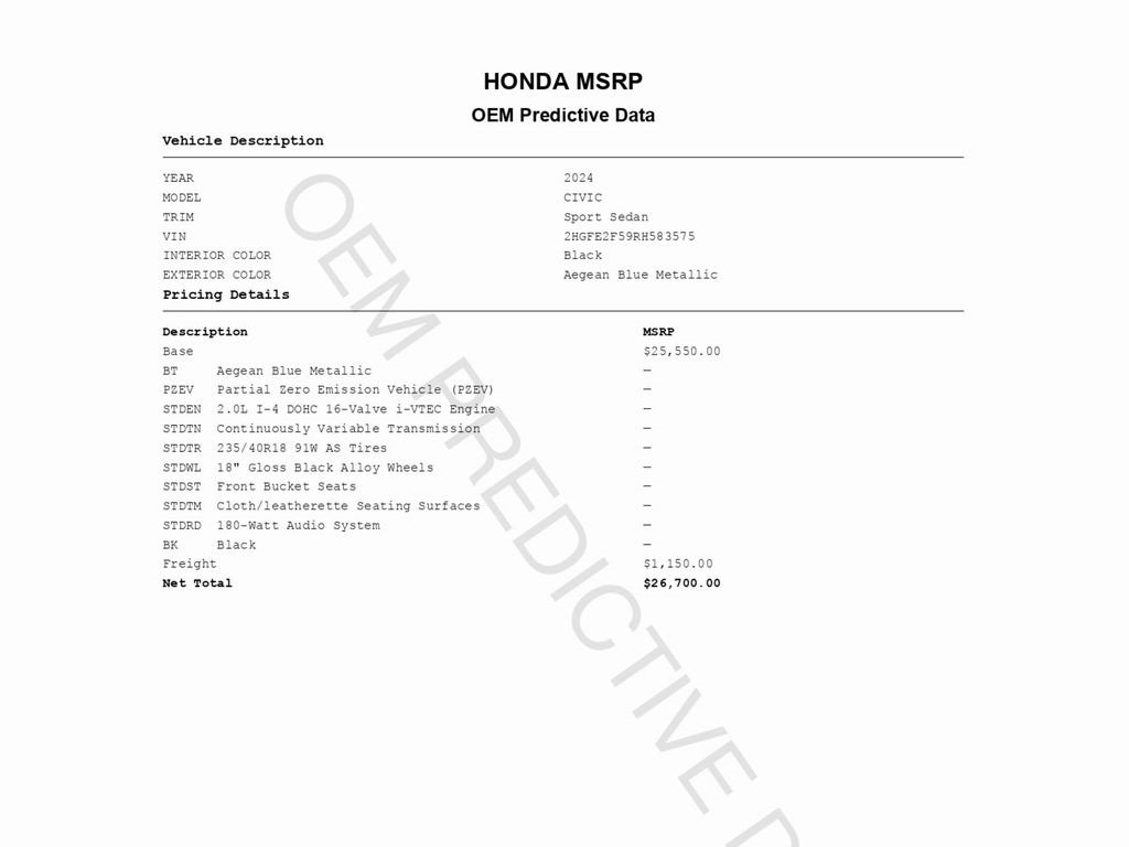 Used 2024 Honda Civic Sport image 2