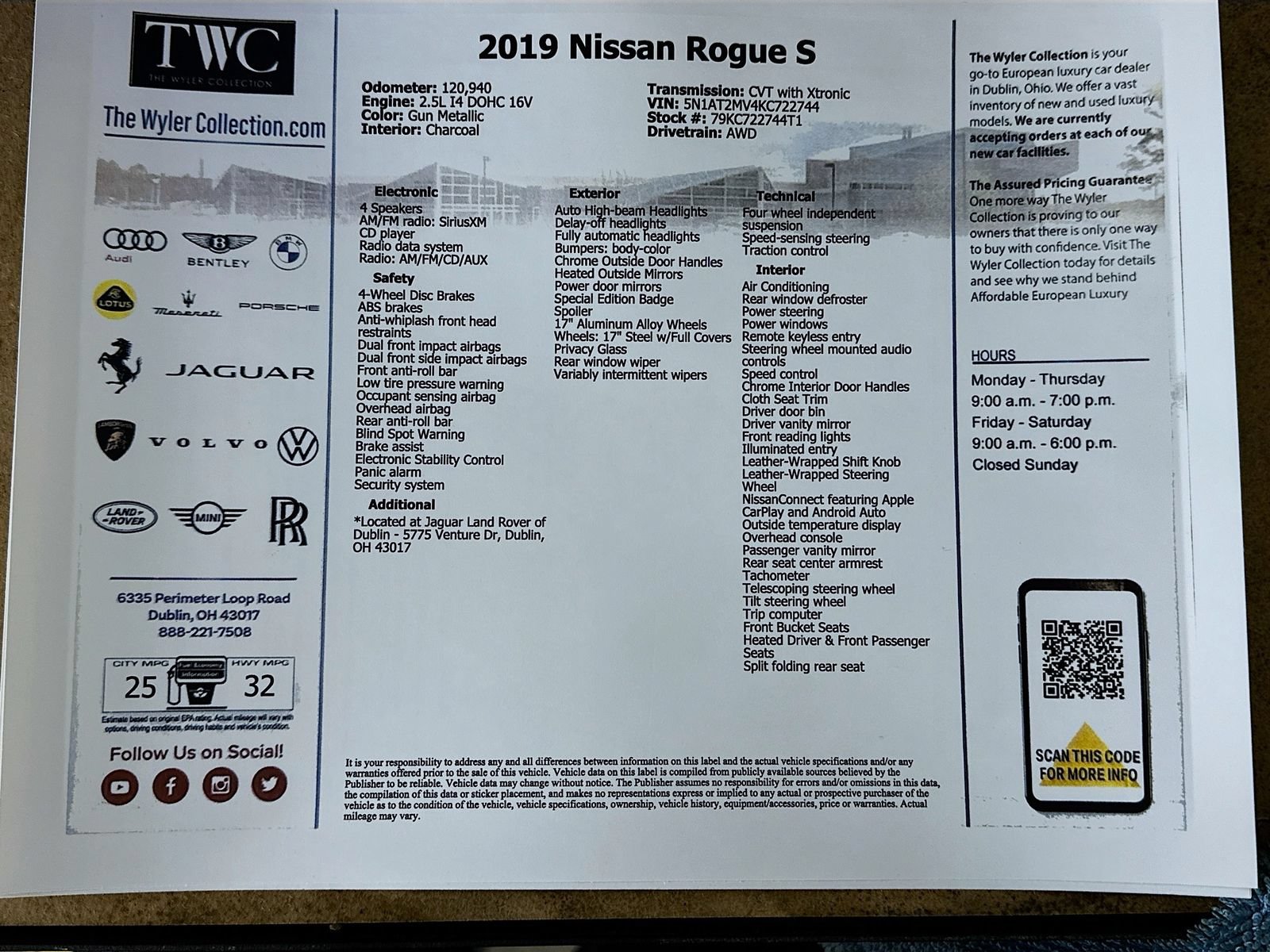 Used 2019 Nissan Rogue S w/ Special Edition Package AWD/4WD image 43
