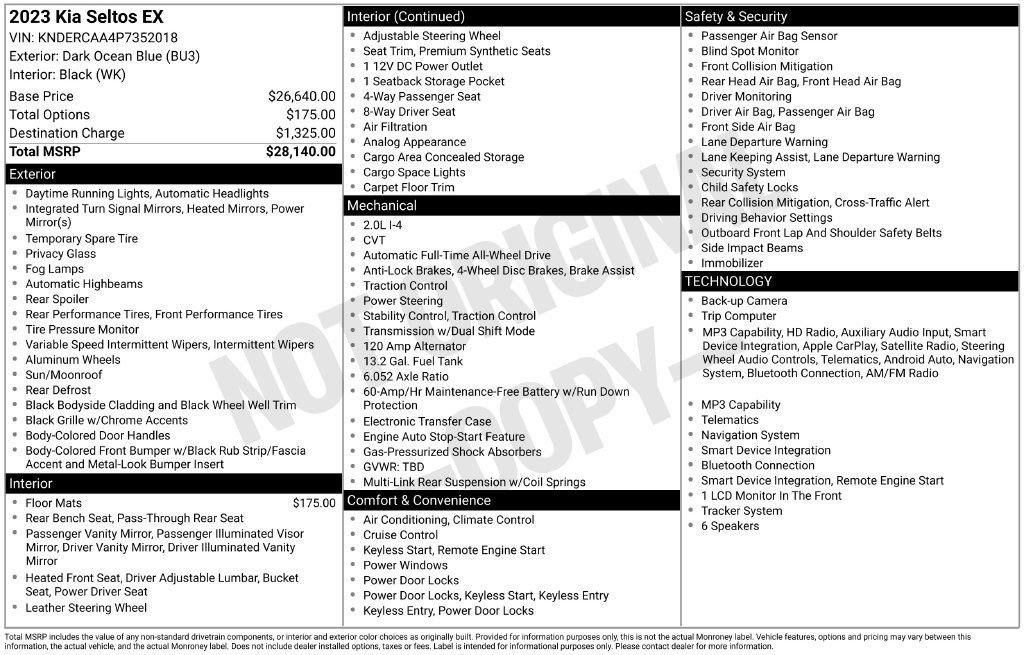 Certified 2023 Kia Seltos EX AWD/4WD image 9
