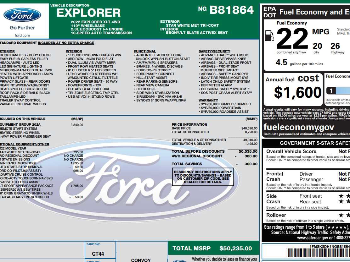 Used 2022 Ford Explorer XLT w/ Equipment Group 202A image 2