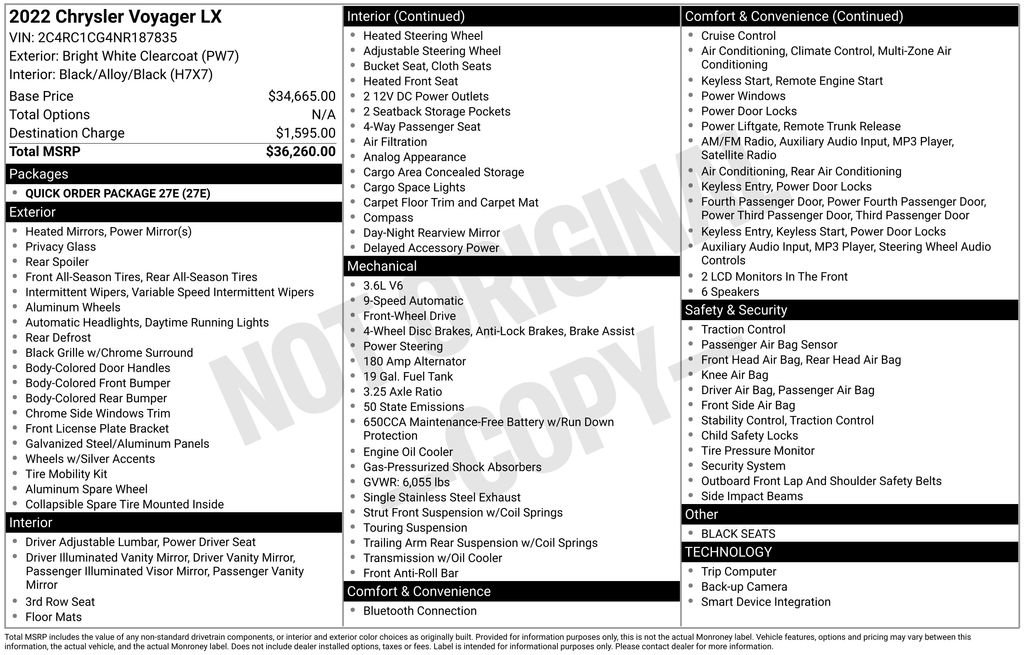 Used 2022 Chrysler Voyager LX image 17