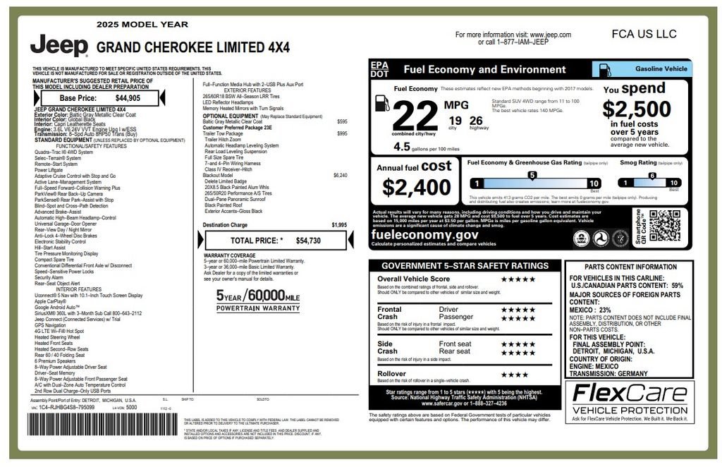 Certified 2025 Jeep Grand Cherokee Limited w/ Trailer Tow Package AWD/4WD image 4