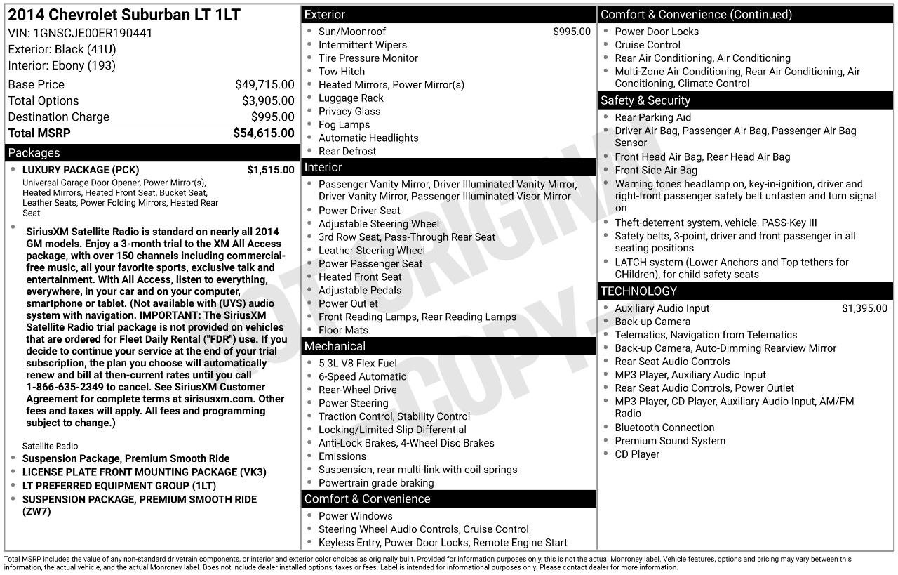 Used 2014 Chevrolet Suburban LT w/ Luxury Package RWD image 47