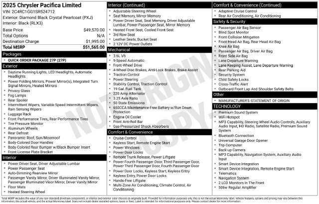 Used 2025 Chrysler Pacifica Limited FWD image 6