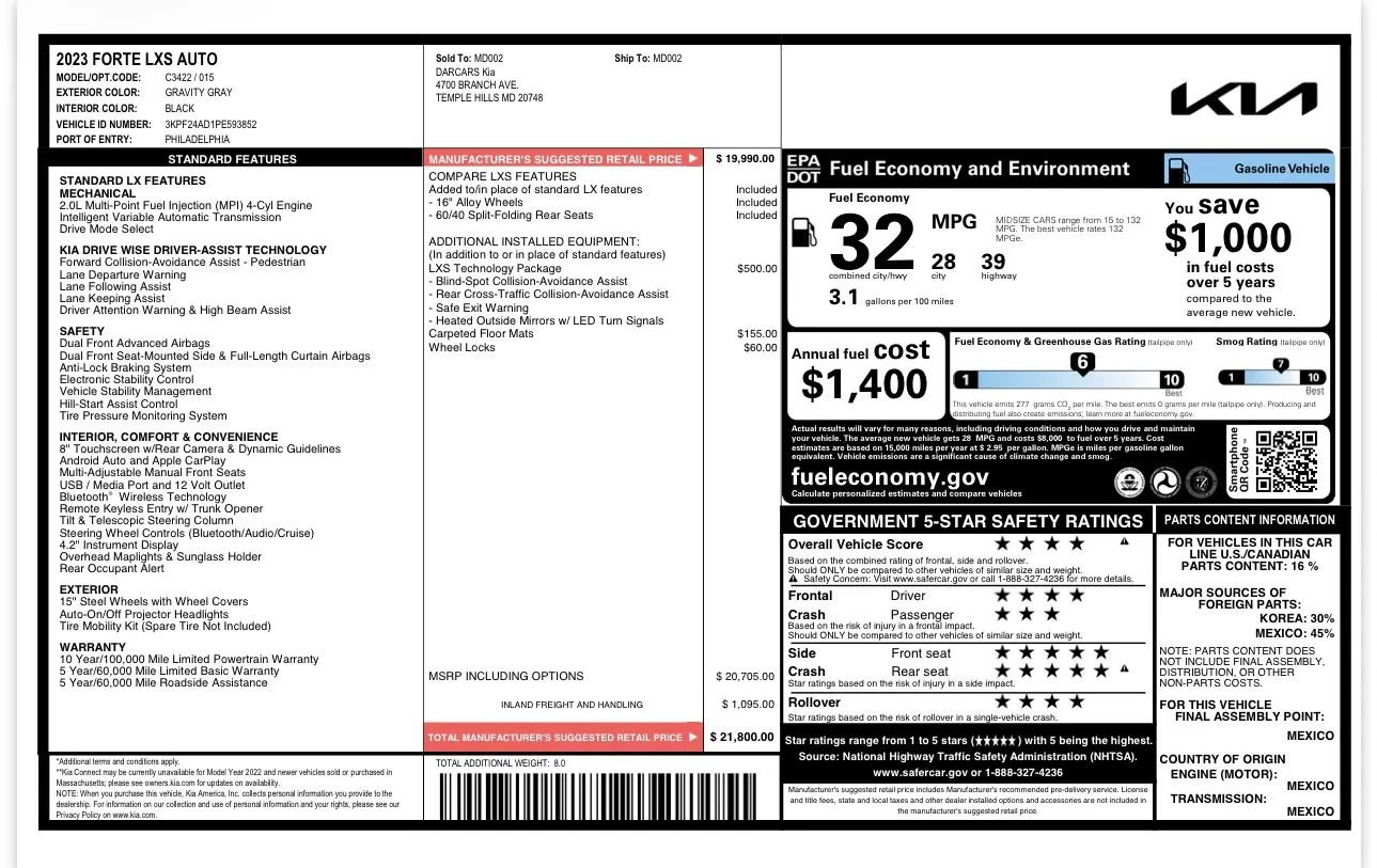 Used 2023 Kia Forte LXS w/ LXS Technology Package FWD image 26