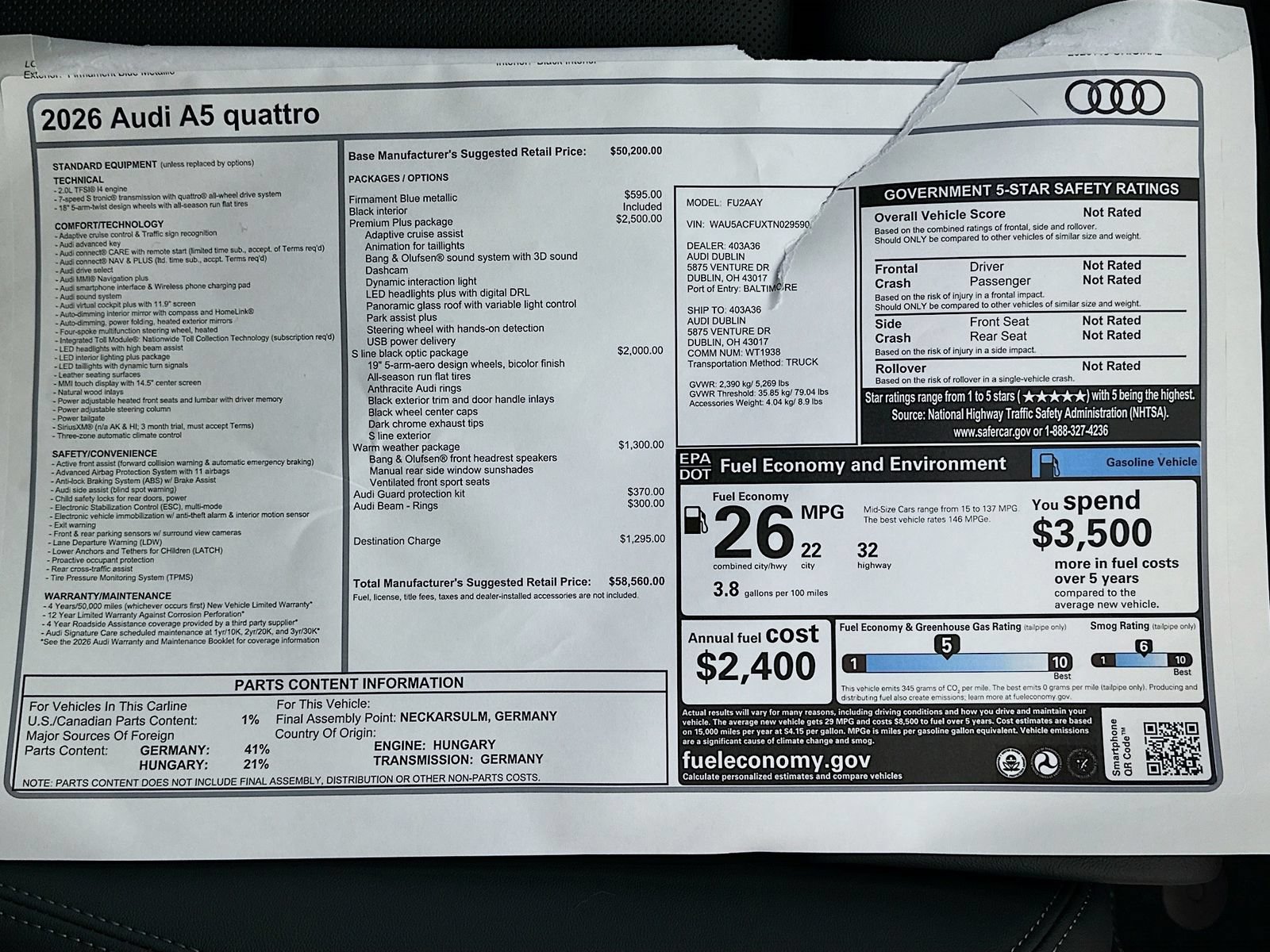 New 2026 Audi A5 Premium Plus AWD/4WD image 49
