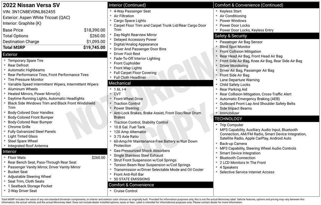 Used 2022 Nissan Versa SV FWD image 9
