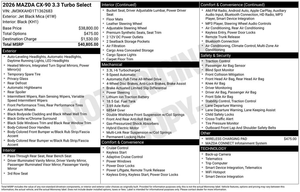 New 2026 MAZDA CX-90 3.3 Turbo w/ Select Package AWD/4WD image 6