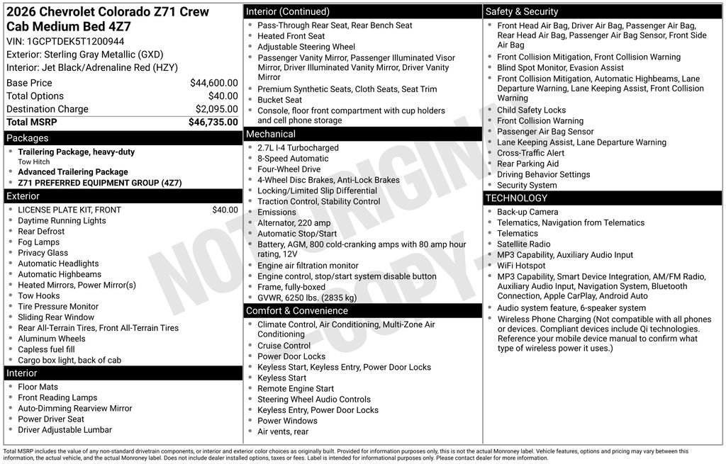 Used 2026 Chevrolet Colorado Z71 AWD/4WD image 40