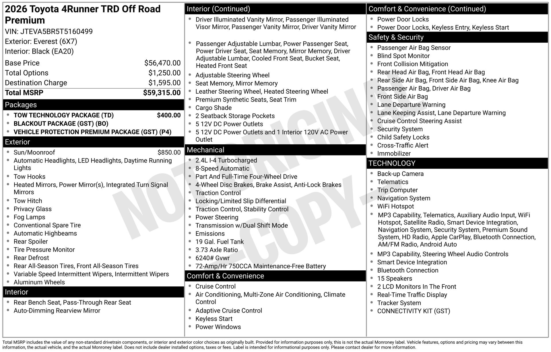 New 2026 Toyota 4Runner TRD Off-Road Premium w/ Tow Technology Package AWD/4WD image 1