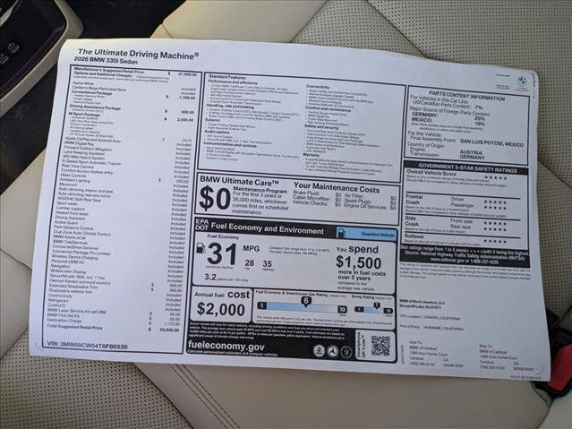 New 2026 BMW 330i Sedan w/ M Sport Package image 17