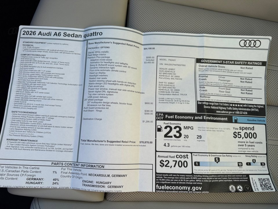 New 2026 Audi A6 Premium Plus image 33