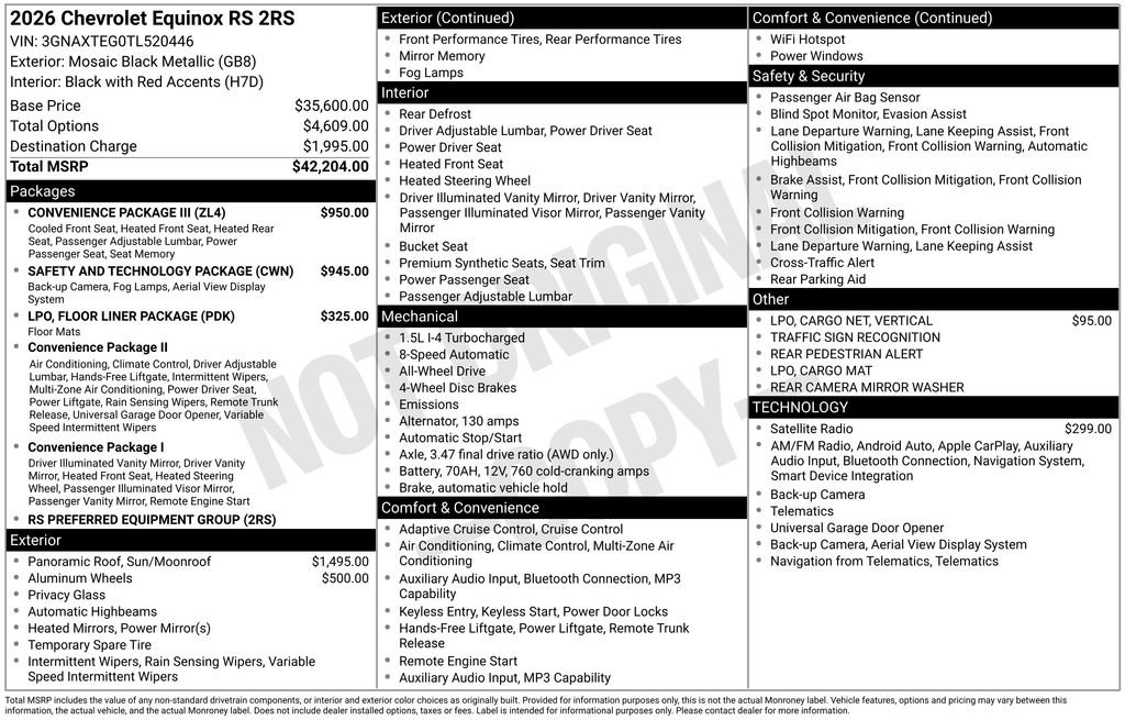 New 2026 Chevrolet Equinox RS w/ Convenience Package III AWD/4WD image 4