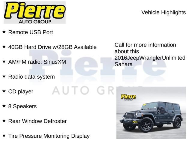 Used 2016 Jeep Wrangler Unlimited Sahara w/ Connectivity Group AWD/4WD image 15