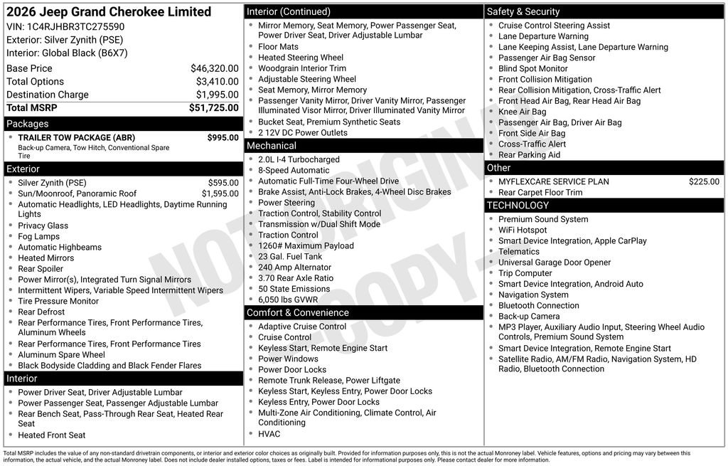 New 2026 Jeep Grand Cherokee Limited w/ Trailer Tow Package AWD/4WD image 36
