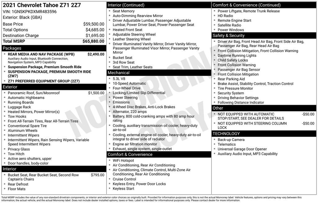 Used 2021 Chevrolet Tahoe Z71 w/ Rear Media and Nav Package image 6