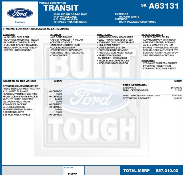Used 2025 Ford Transit 350 148 High Roof Extended RWD image 3