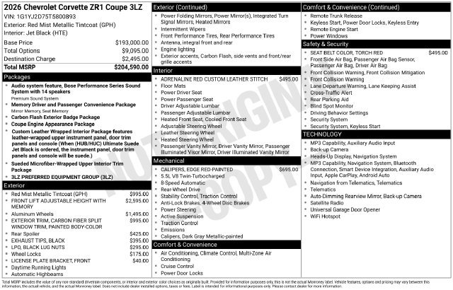 Used 2026 Chevrolet Corvette ZR1 RWD image 31