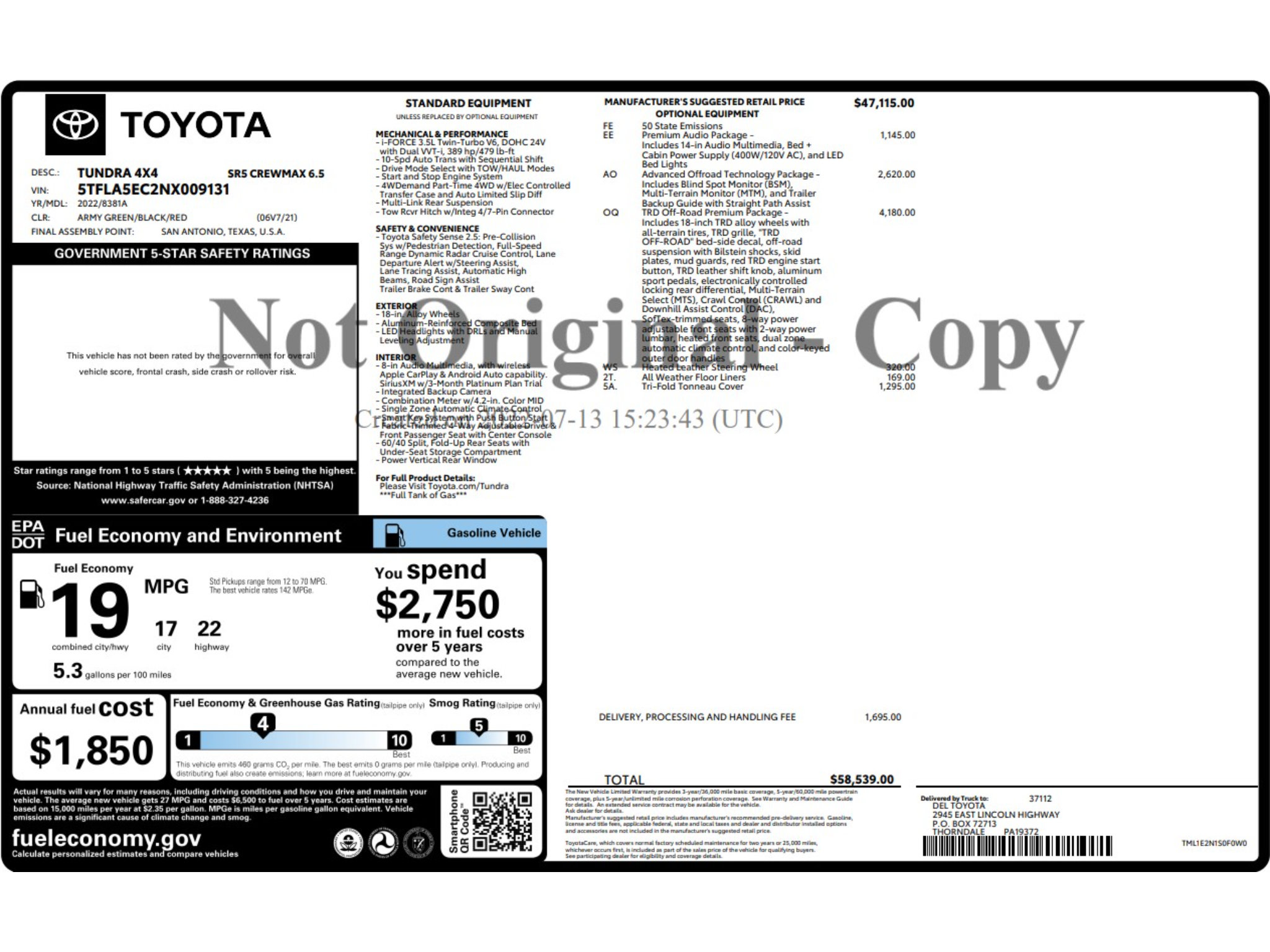 Used 2022 Toyota Tundra SR5 w/ TRD Off-Road Premium Package AWD/4WD image 8